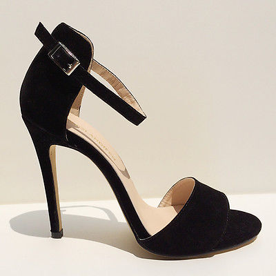 Faux Suede Open-Toe Ankle Strap Hig..