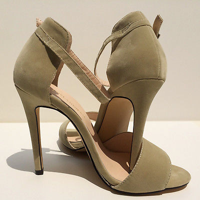 Faux Suede Open-Toe Ankle Strap Hig..