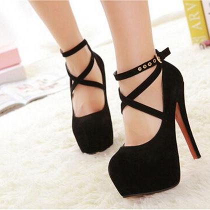 Sexy Women Extreme Heels Platform Ankle Strap High Heel Shoes Lace Up ...