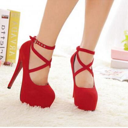 Sexy Women Extreme Heels Platform Ankle Strap High Heel Shoes Lace Up ...