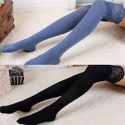 Sexy Womens Lady Girls Fashion Opaque Knit Over Knee Thigh High ...