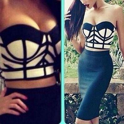 Sexy Women 2pcs Crop top+Skirt Bodycon Bandage party evening cocktail Dress
