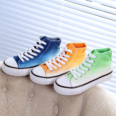 Womens New Canvas Flats Lace Up Casual High Top Sports Sneakers Athletic Shoes
