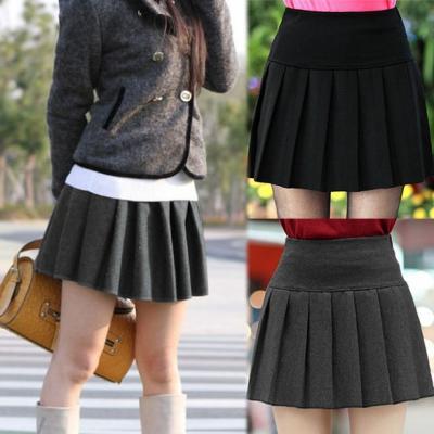 New Korean Women's Elastic High Waist Pleated Mini Skirt DL