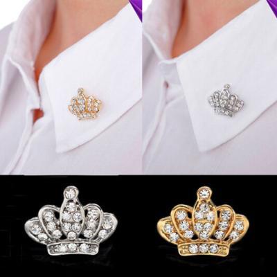 Luxury Royal Crown Women Diamante Crystal Charms Brooch Suit Shirt Collar Pin