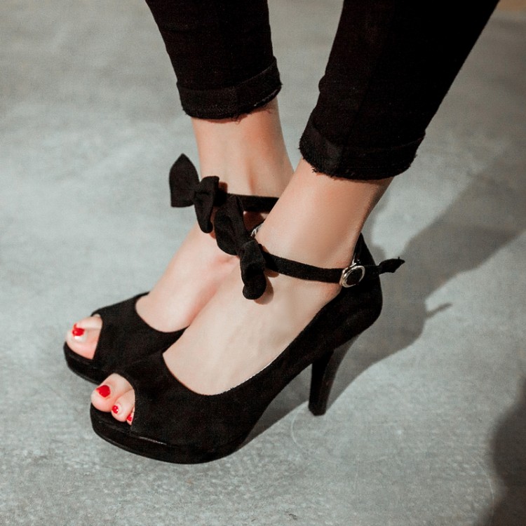 black heels with ankle strap closed toe