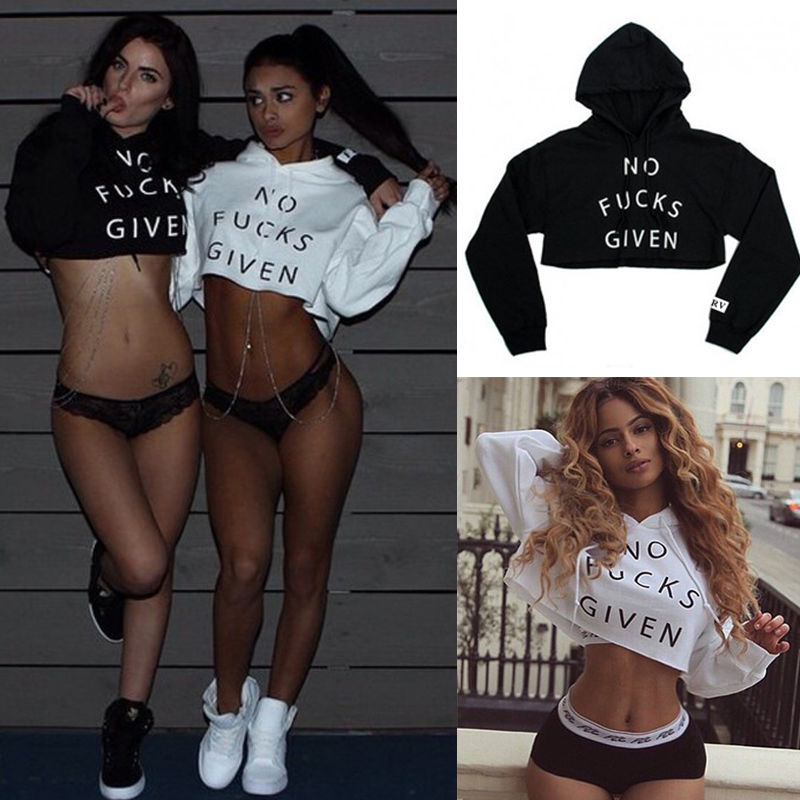 Women Hooded Sweatshirt Pullover Crop Hoodie Casual Coat Outerwear Tops Clubwear FREE SHIPPING!