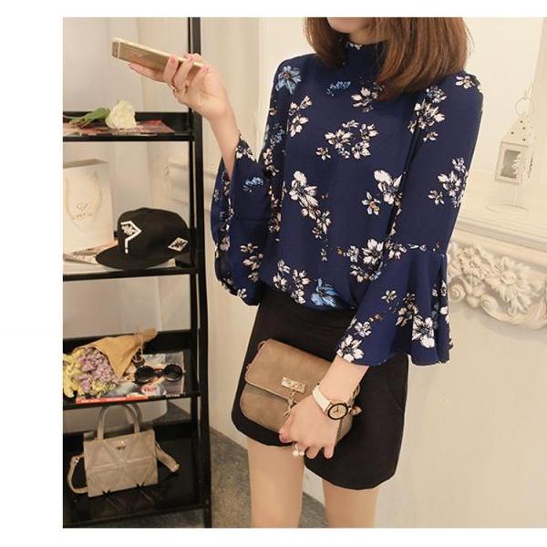 High Neck Floral Print Chi..