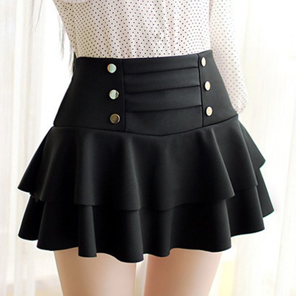 Stylish High-Waisted Multi-Layered Button Design Skirt For Women SD on ...
